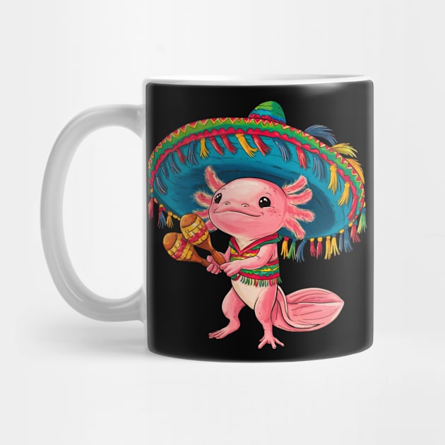 Axolotl Wearing Sombrero Cinco de Mayo by BoukMa